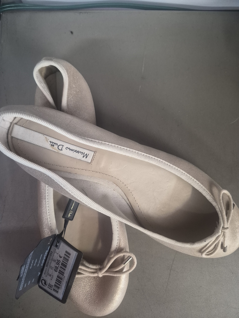 Massimo Dutti Metallic Silver Women’s Ballet Flats - Picture 2 of 3